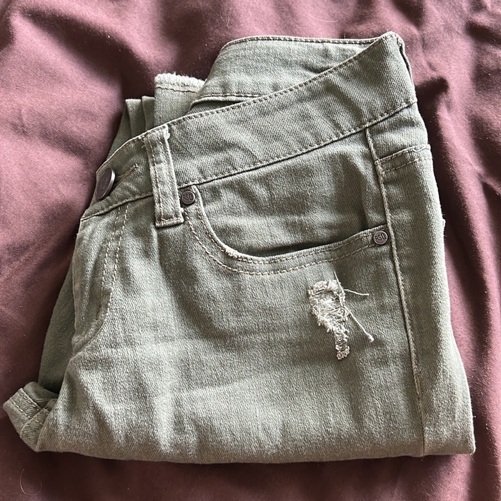 RSQ Military Green Ankle Ripped Jeans